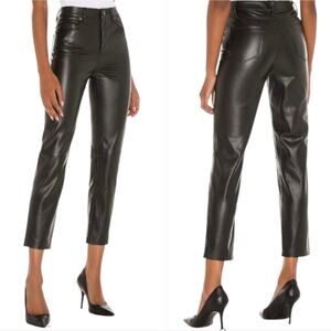 BLANK NYC The bond Black Vegan Leather Cropped Straight Leg Jeans Size 27